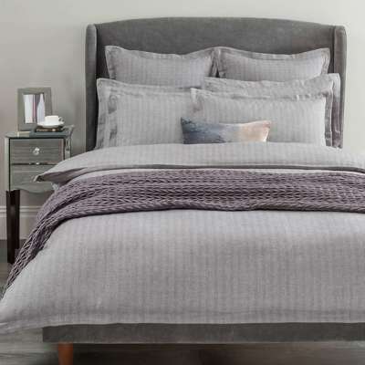 Dunelm - Hotel Herringbone Grey Duvet Cover and Pillowcase Set (King)